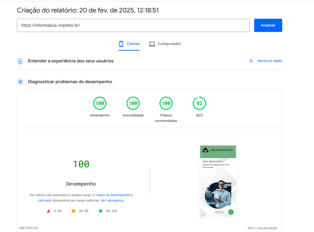 validador de pagina no celular